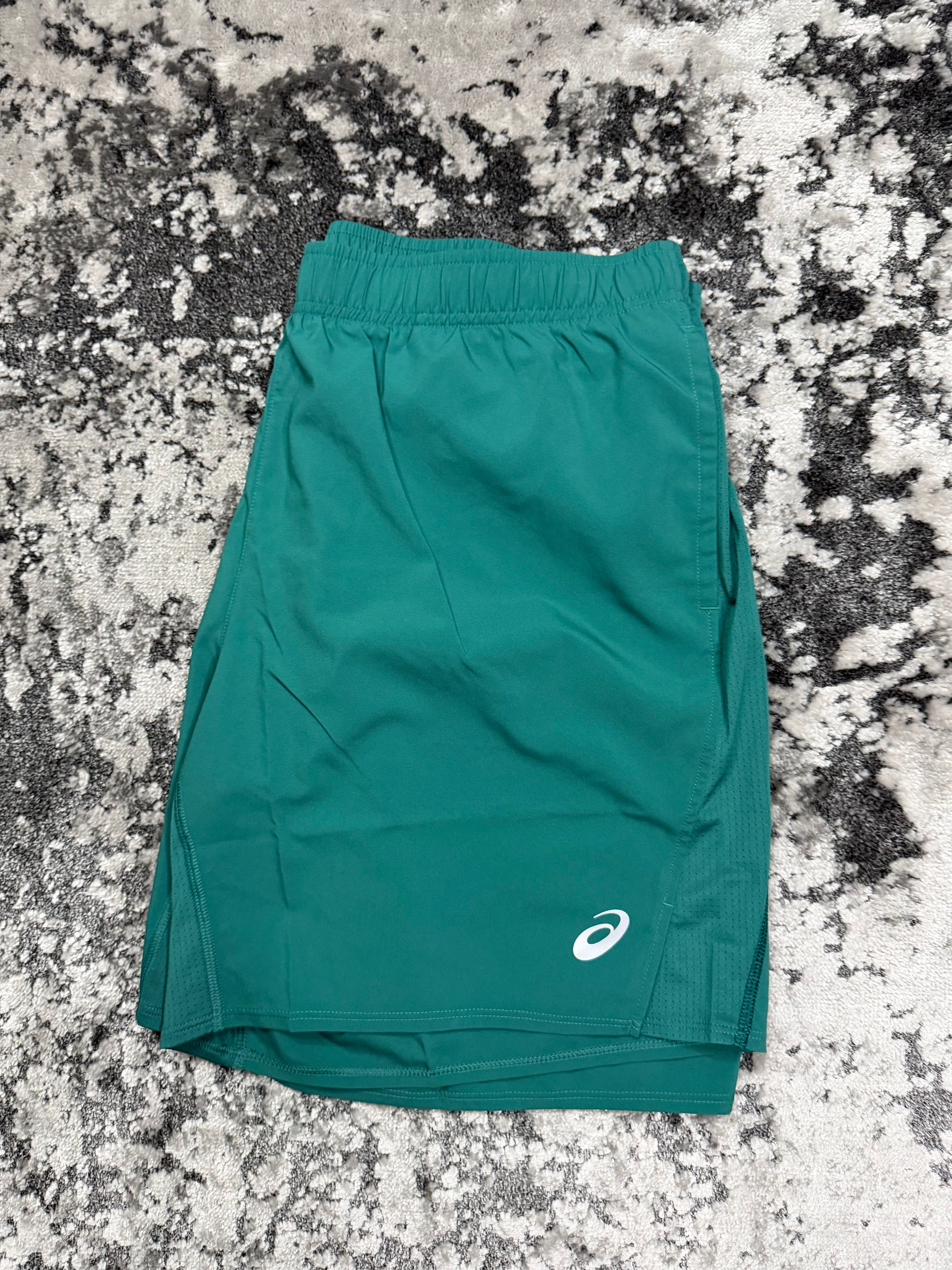 Green Asics Road 2 - 1, 5” Shorts